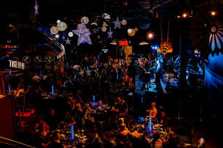 Step Into Cosmic Christmas 4 OR Main Pic Behind Text Underneath Disco Heads